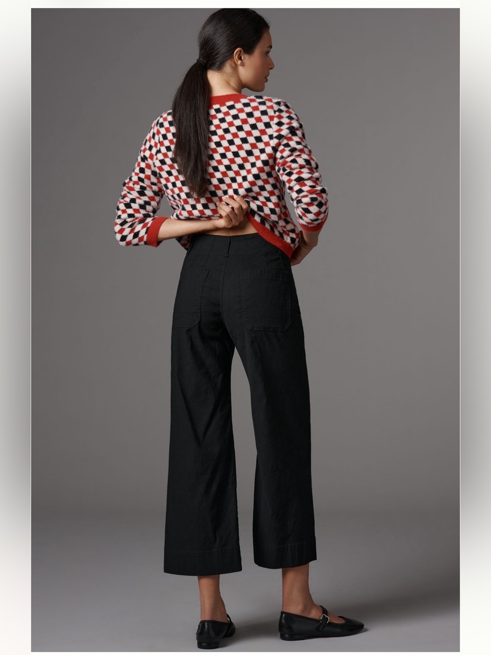 Anthropologie’s Maeve Colette Cropped Wide-Leg High-Rise Pants in Black - Picture 2 of 15